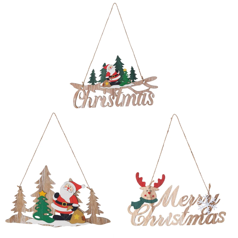 Деревянные рождественские украшения 2020 для елки Санта-Клаус снеговик олень