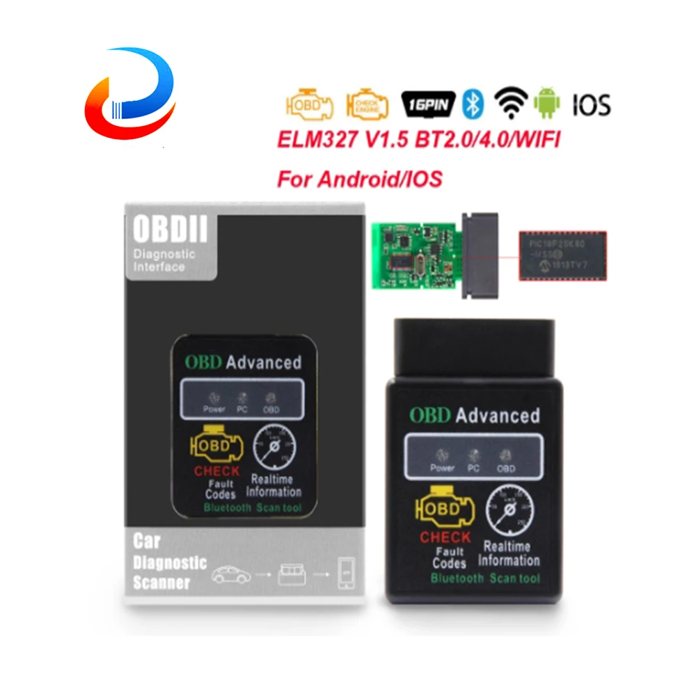ELM 327 V1.5 OBD2 WIFI BT Scanner OBD OBD2 wifi Car Auto Diagnostic PIC18F25K80 Elm327 V1.5 odb2 Scaner for Android iOS