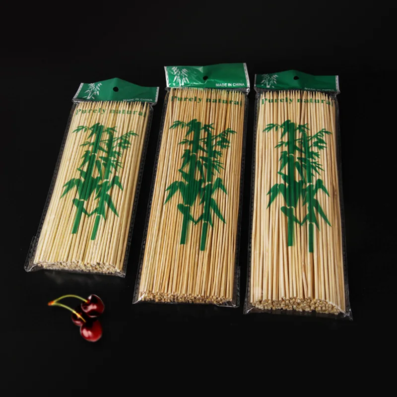 100pcs Bamboo Wooden BBQ Skewers Food Bamboo Meat Tool Barbecue Party Disposable Long Sticks Catering Grill Camping images - 6