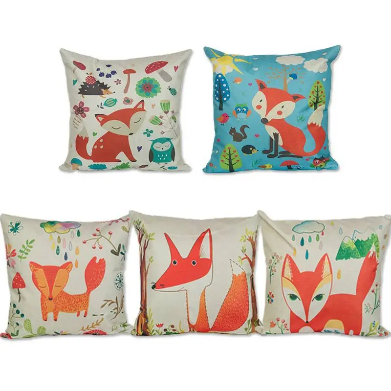 

Cute Foxed Printed Cushion Cover 45*45cm Sofa Cushions Office Pillow Covers Polyester Pillowcase Home Decor 0531