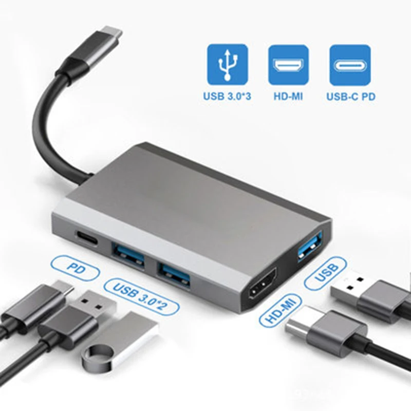 

Basix USB 3,1 Type-C Hub To HDMI-совместимый 4K Thunderbolt 3 USB C hub с Usb3.0 PD зарядкой для MacBook Pro/Air/Huawei Mate