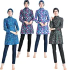 Новый мусульманский купальный костюм для женщин, мусульманская одежда для плавания с длинным рукавом, цветочный хиджаб с капюшоном, Арабский исламский купальник, одежда для серфинга, купание в буркине