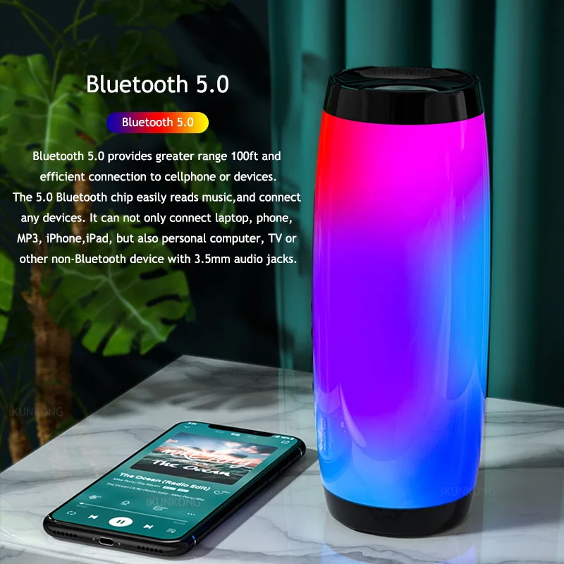led portable bluetooth speaker fm radio music player boombox aux tf usb speakers blutooth fifi wireless subwoofer caixa de som free global shipping