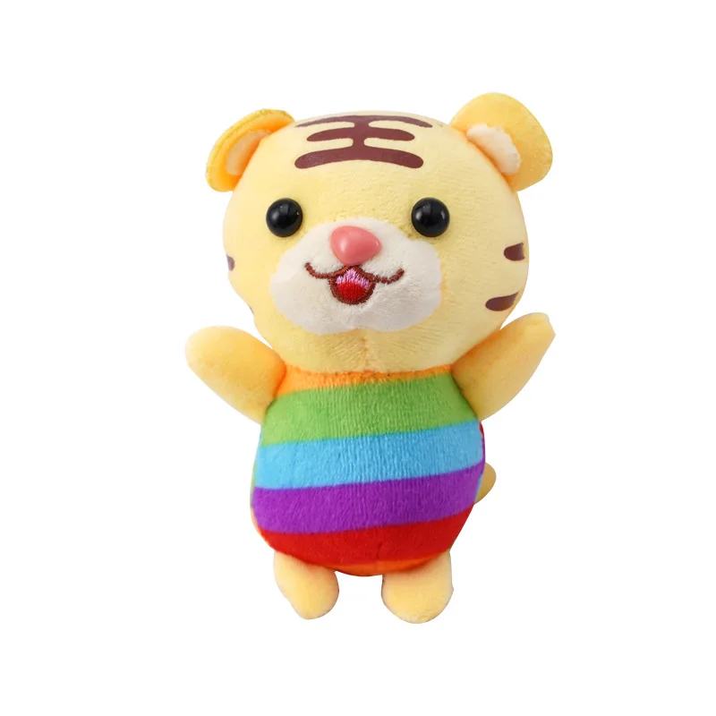 

11cm Rainbow Small Tiger Plush Stuffed Toy Cartoon Tiger Doll Pendant Car Keychain Doll Backpack Ornaments Child Kids Decor