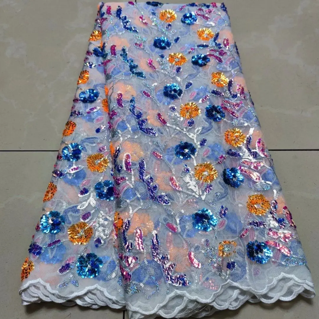 Оптовая цена Высококачественная кружевная ткань с блестками вышивка тюль