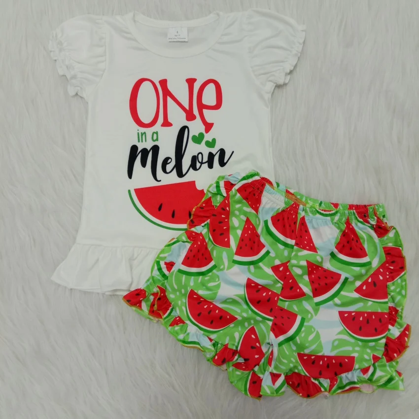 

Baby Clothing Sets 0-24M summer Baby Girls Clothes Infant cotton Child Watermelon T-shirt+Ruffle Shorts Outfits kids clothes Set