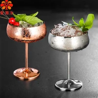 cocktail glasses stainless steel champagne cup disc shaped cocktail glass metal wine glasses bar restaurant drinking glasses