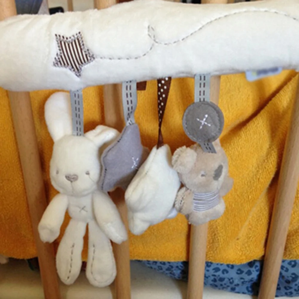 

Baby Cute Soft Rabbit Bear Stars Bed Stroller Boutique Car Hanging Plush Toys Available to be tied to a cot baby stroller