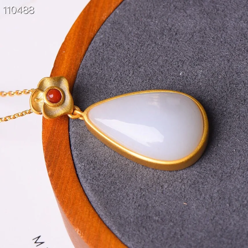 Женское винтажное ожерелье из серебра 925 пробы с нефритом