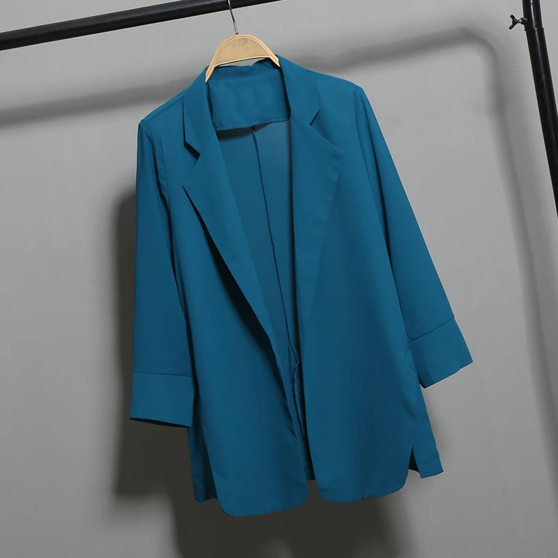 Женские шифоновые блейзеры белые однотонные легкие Свободные пиджаки с рукавом