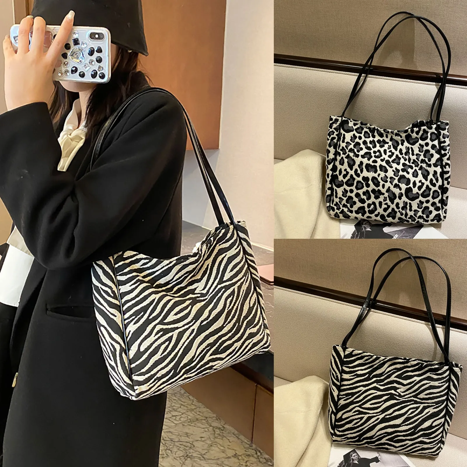 

Ladies Fashion Shoulder Bag Handbag All-match Messenger Bag Fashion Leopard Print Crossbody Bag Women Plush Soft Casual 2021
