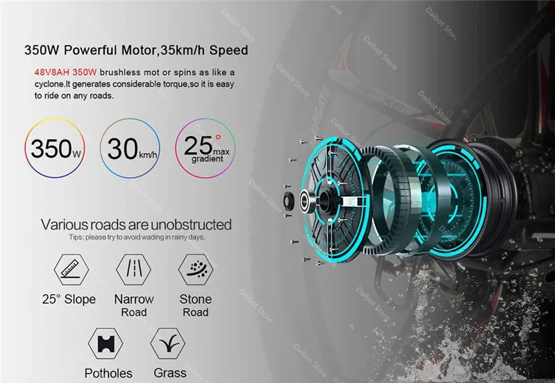 Электрический велосипед для взрослых 2 колеса 48 В 8 Ач 30 км/ч максимальная