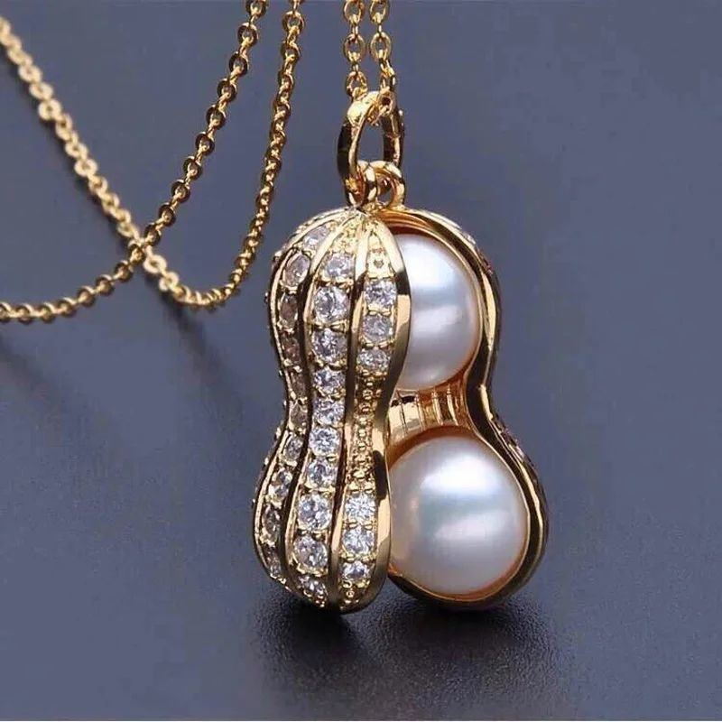 

YUNAO New Products Jewelry Necklace Female Hot Selling Pearl Jewelry Peanut Pendant Short Necklace Clavicle Chain