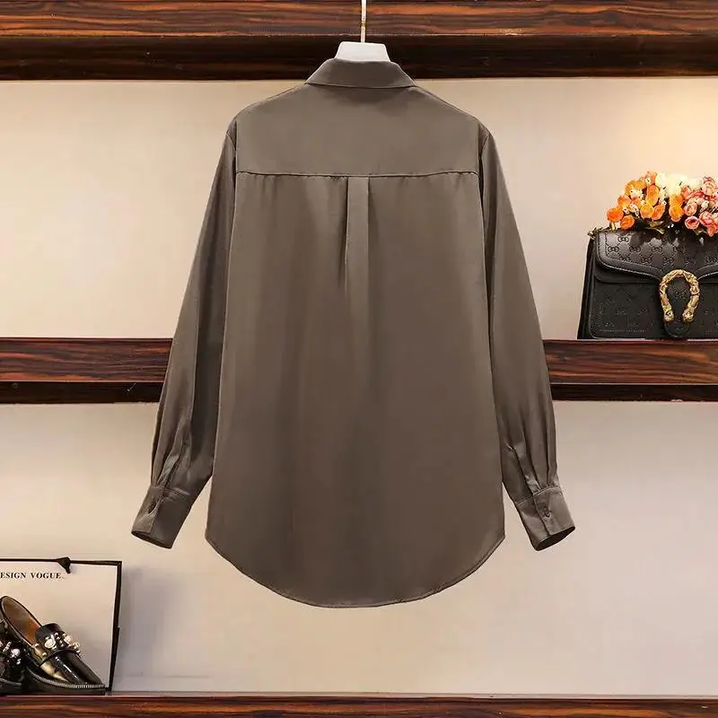 Женская шифоновая блузка однобортная Свободная рубашка 4XL весна-осень 2022