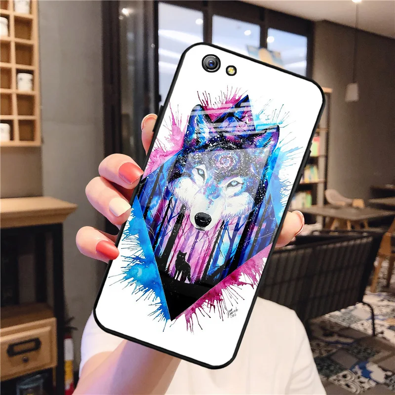 

Luxury Tempered Glass Case For OPPO R9S Case Hard Phone Cover For OPPO R9S 5.5 inch Protective Fundas Painted R 9 S Back Coque