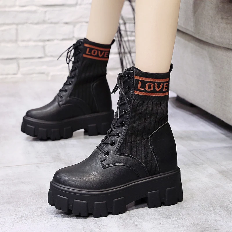 Женские ботинки до середины икры сезон осень зима 2020 высокие кроссовки удобные