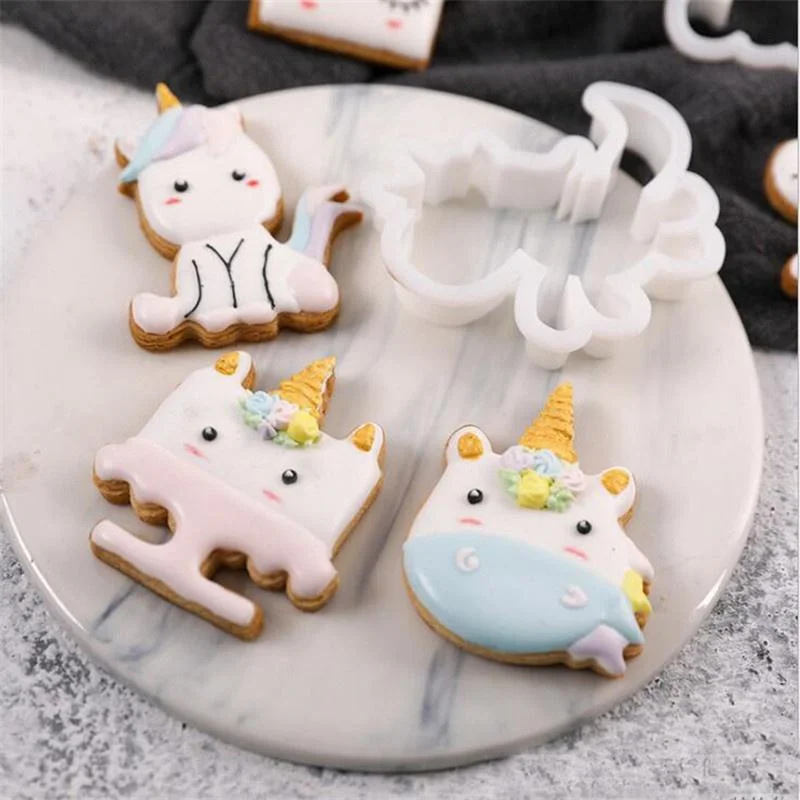 Форма для печенья в виде единорога форма фламинго резак Ручной пресс Луны