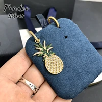pandoo fashion charm sterling silver original 11 copyasymmetric pineapple earrings with hoop luxury jewelry gift for female
