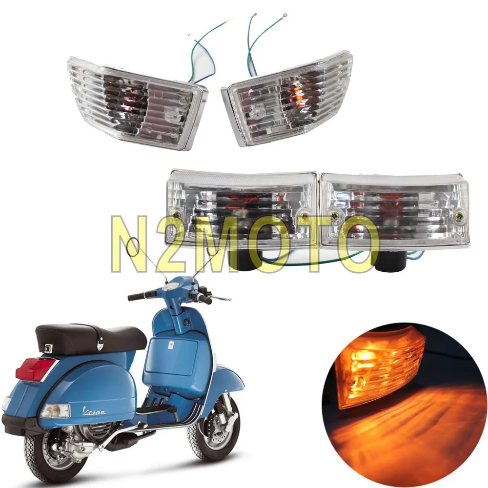 

For P PX VSX VNX Stella Clear Red Amber Motorcycle Front and Rear Turn Signal Light Scooter Indicator Bulb Blinker Flasher 4Pcs