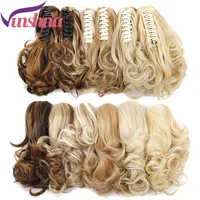 vunshina highlight blonde synthetic ponytails short curly claw on clip in extensions natural fake hair thick pony tail hairpiece