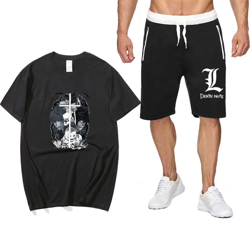 

2021 Japan anime Death Note Harajuku T-Shirt short sleeve shorts set male and female students couples T-shirt
