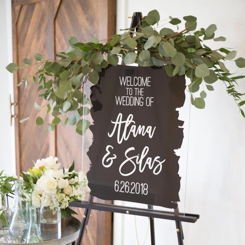 Индивидуальный Свадебный знак приветствия фотографический современные