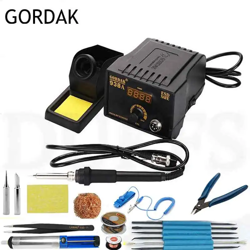 Gordak 938A ESD Безопасный светодиодный дисплей постоянная температура 60 Вт электронный паяльник Пинцет Припой провода сварочные инструменты - Цвет: D