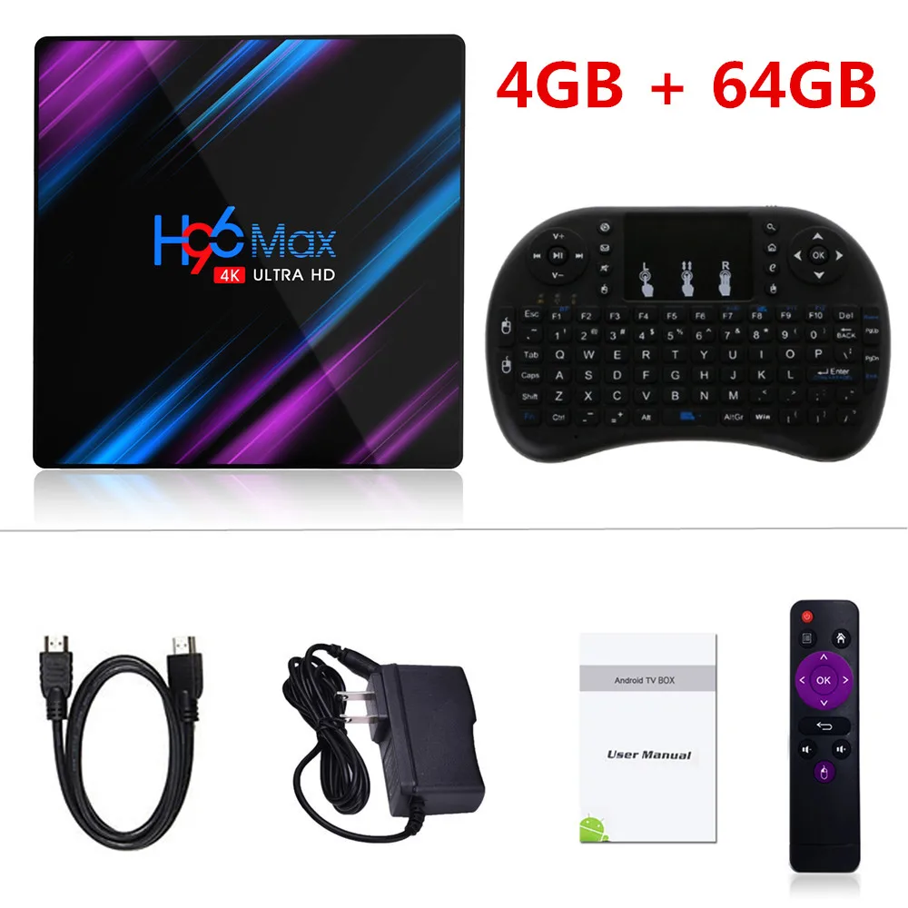 4G64G i8keyboard H96 MAX tv Box Android 9,0 Rockchip RK3318 4G 32GB 64GB USB3.0 H.265 WiFi Bluetooth 4,0 4K 3D Android box потоковый медиаплеер - Цвет: 4G64G i8keyboard