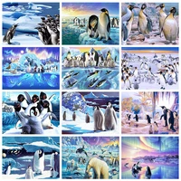 141618222528ct 11ct printing penguin cross stitch embroidery animals home decoration gift