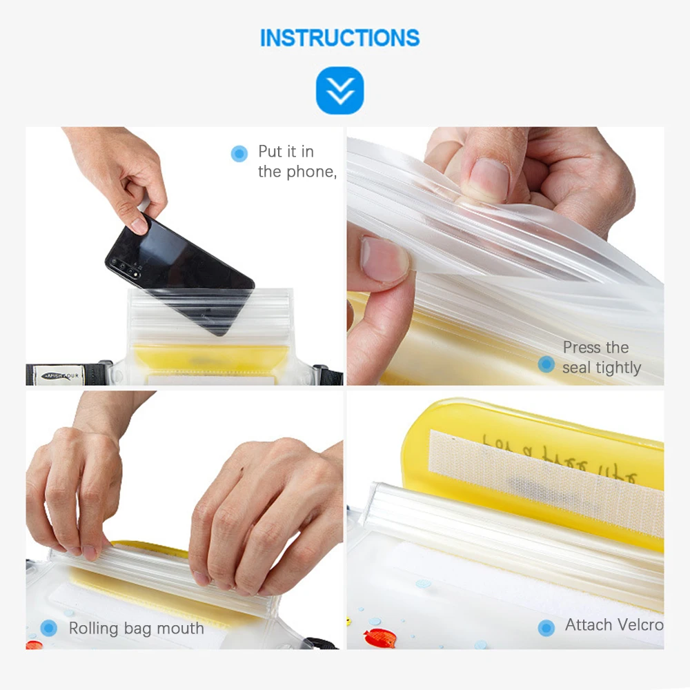 

AFISHTOUR Waterproof Pouch Bag With Adjustable Waist Strap Screen Touchable Dry Waist Bag For Beach Swimming Snorkeling Boating