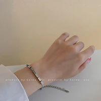europe simple titanium steel hollow cuboid bracelet fashion niche design bracelet cold hand jewelry female tide