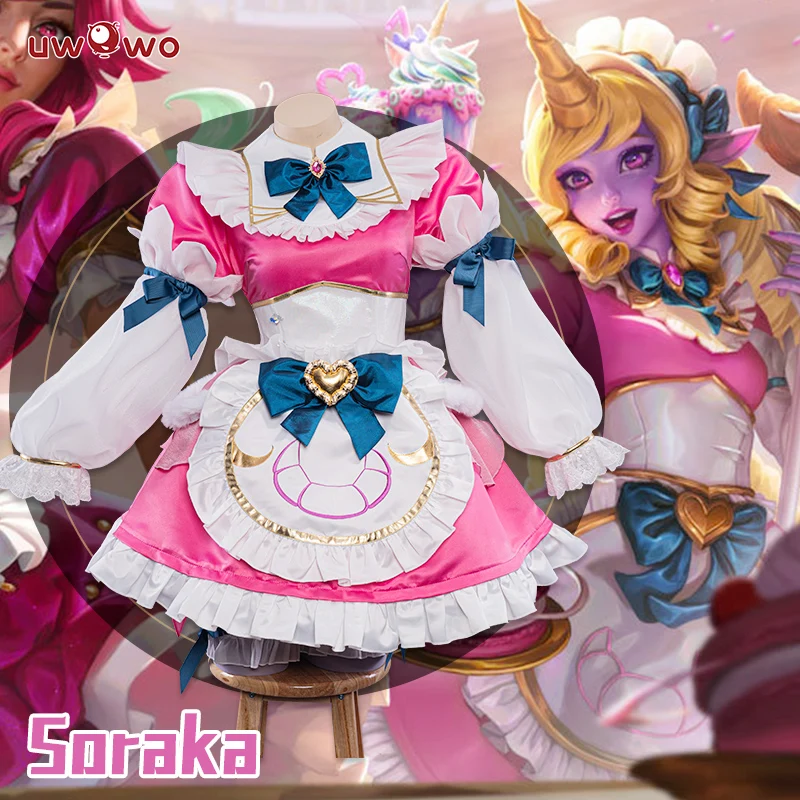UWOWO LOL Soraka Maid маскарадный костюм игра Лига Легенд кафе Cuties Косплей платье