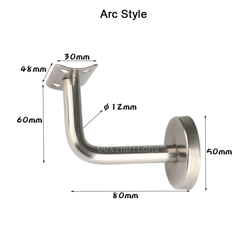 8PCS Stainless Steel Handrail Bracket 60x80mm Wall Mounted Brackets Stairs Support Accessorie Not Adjustable GF38 | Обустройство дома