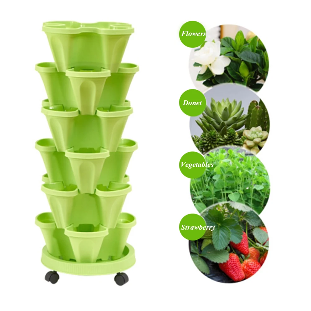 

5pcs Dimensional Four-Petal Flower Pot Strawberry Basin Multi-Layer Superimposed Cultivation Pot Vegetable Fruit Planting Pot