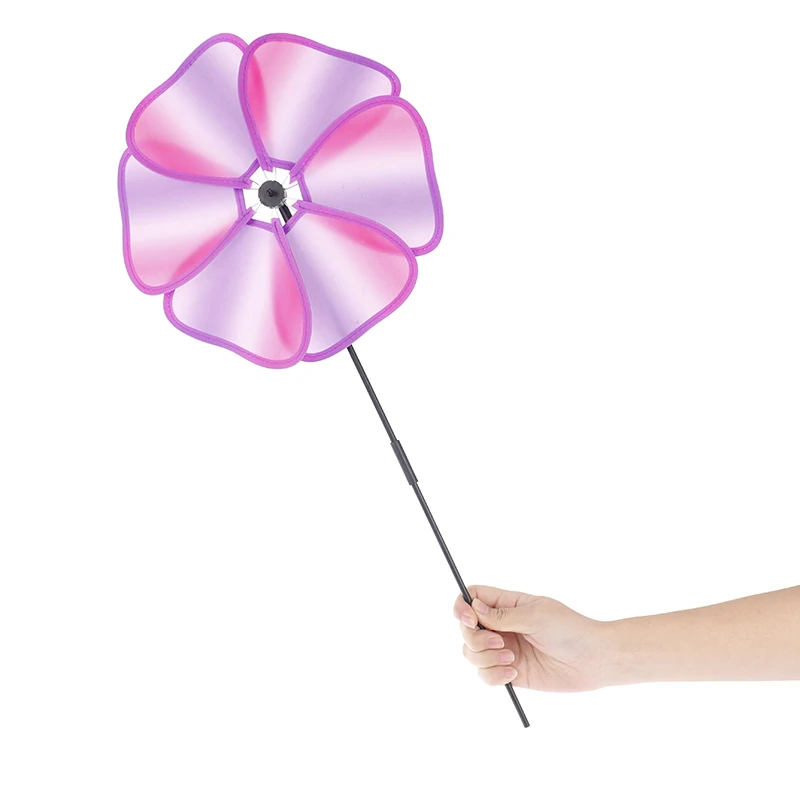 

1 PCS Single Layer Solid Color Rose Cloth Flower Garden Yard Party Camping Windmill Wind Spinner Kids Windmill Toys Color Random