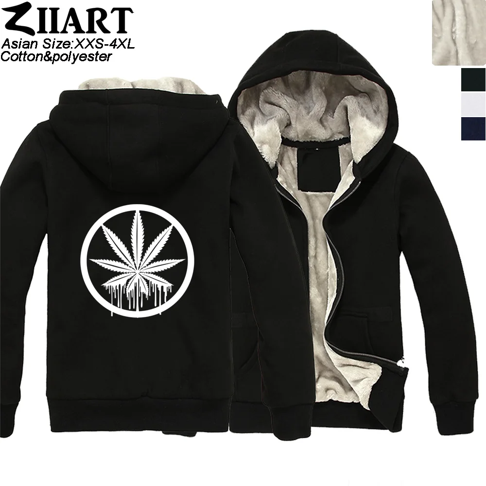 Hemp Peace Sign Jamaica Reggae Regge Rasta Leaf Red Yellow Green Man Boy Parkas Full Zip Coat Plus Velvet Autumn  ZIIART