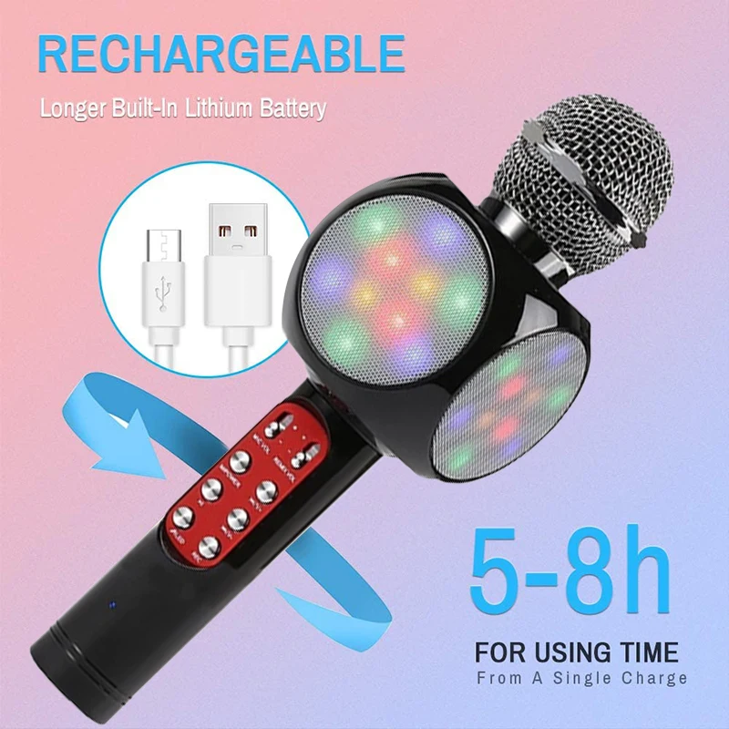 

New Bluetooth Karaoke Wireless Microphone Rechargeable Sing Mic Speaker Recorder Kids Adults