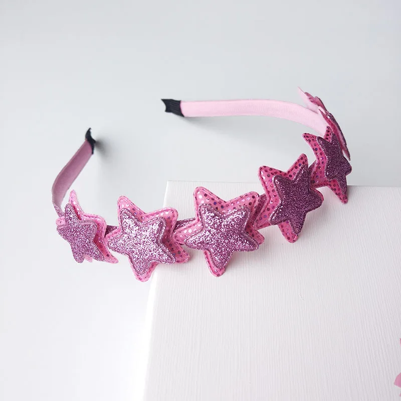 Shimmer Powder Pink Pointed Star Hair Hoop Boutique Princess Headwear Girls Accessories Children Headbands Baby Hairbands | Аксессуары