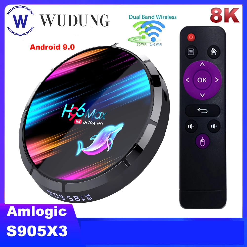 Приставка Смарт-ТВ H96 MAX X3 Android 9 0 Amlogic S905X3 4K 2 4G 1000M Wi-Fi 4 + 64/128 ГБ BT4.0 8K | Электроника