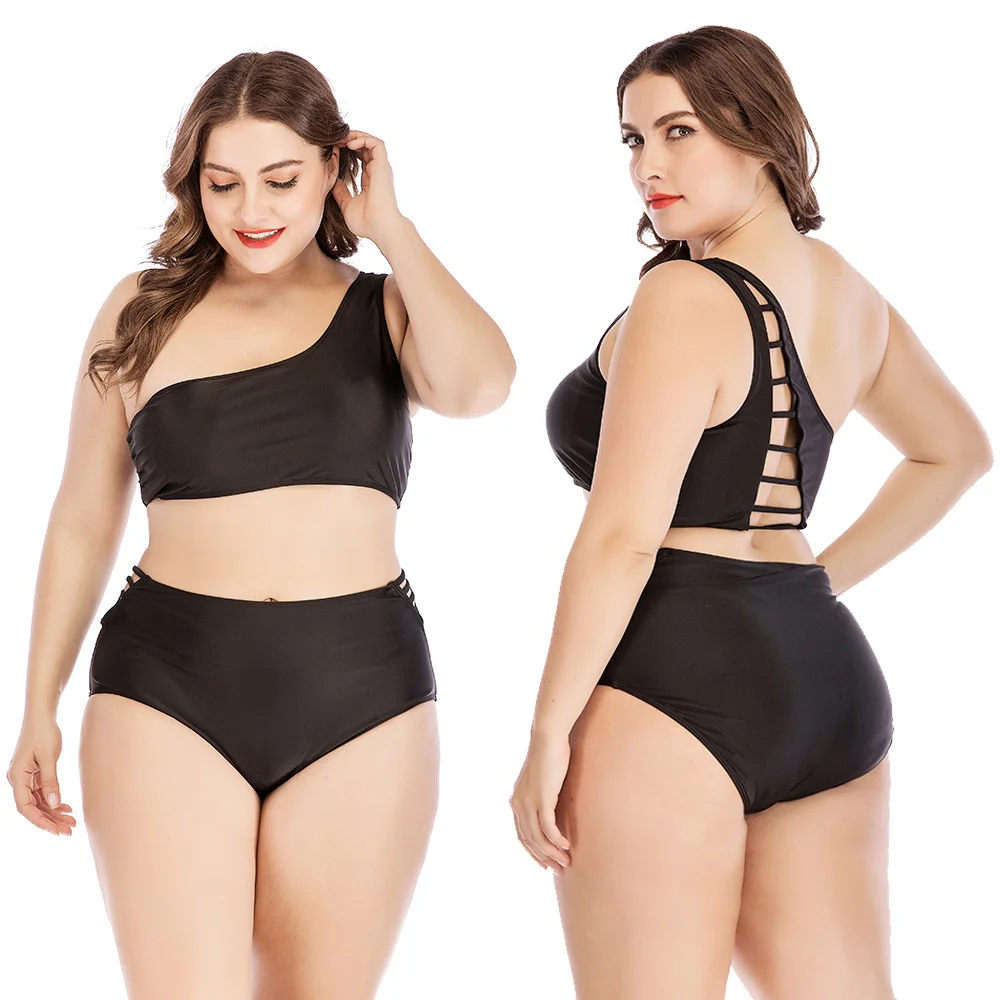 2020 женский купальник бикини размера плюс больших размеров черный однотонный