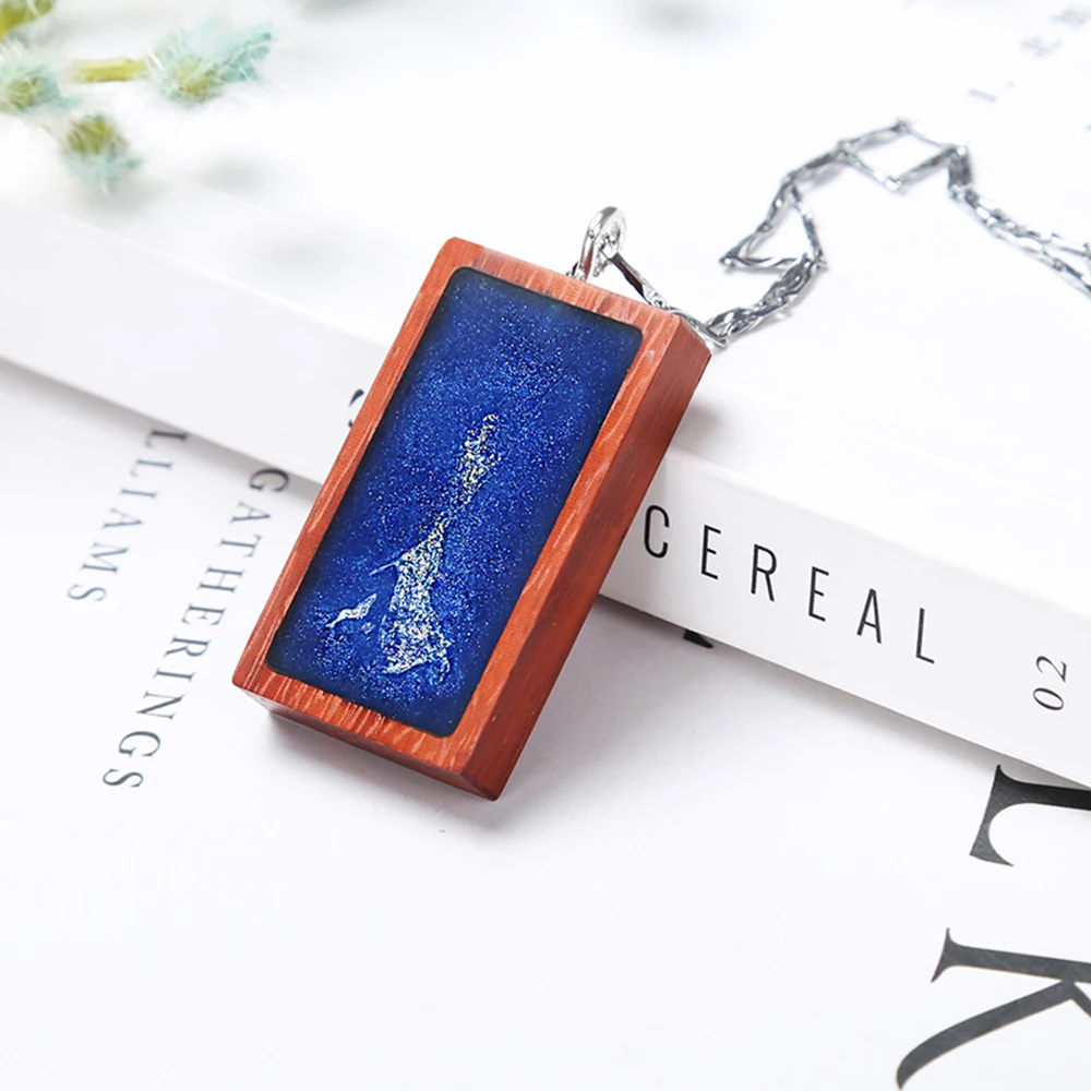 Hand made DIY material crystal epoxy resin mold rectangle rounded jewelry pendant Accessories red pear solid wood frame | Дом и сад