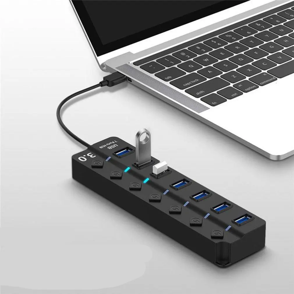 7 портов usb-хаб USB3.0 концентратор разветвитель вкл/выкл переключатель