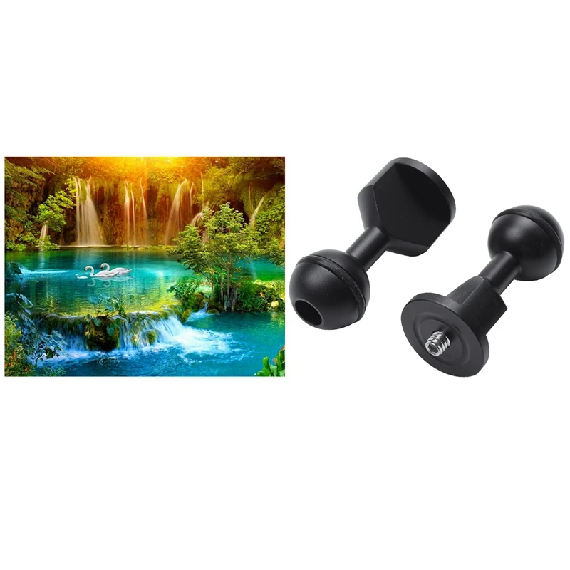 

2Pcs 1 Inch Ball Adapter With CNC Butterfly Clip Diving Clamp Light Connector Ball Head Mount Tripod Adapter