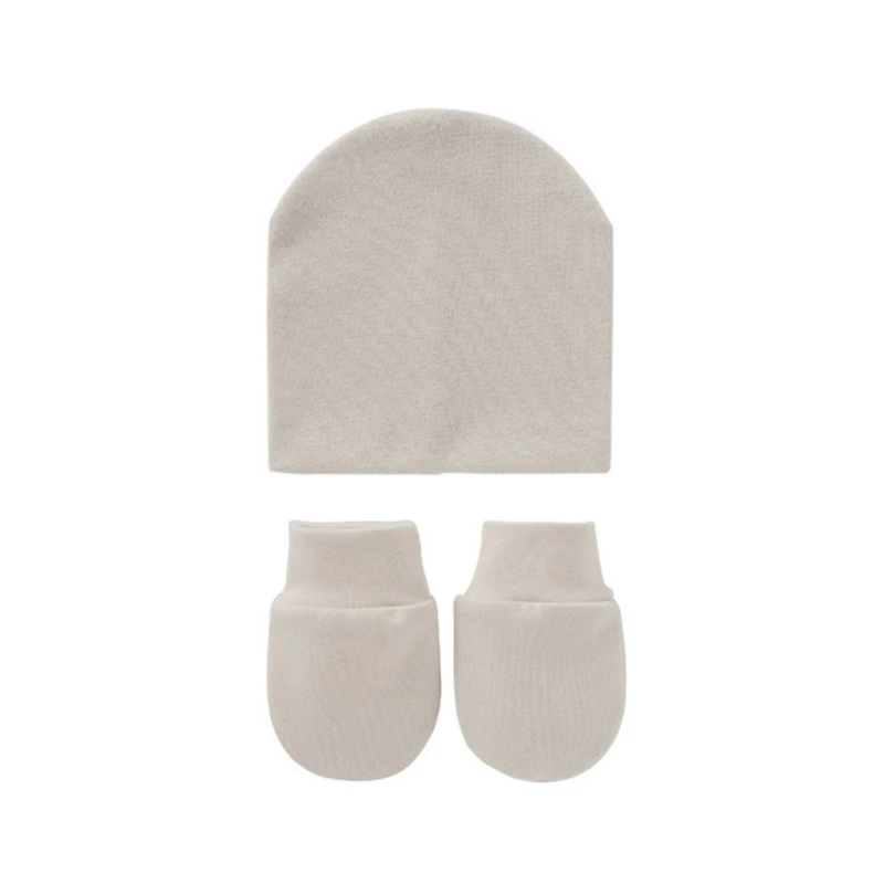 

Baby Newborn Face Protection Scratch Mittens Warm Cap Kit Infants Anti Scratching Knitted Cotton Gloves+Hat Set