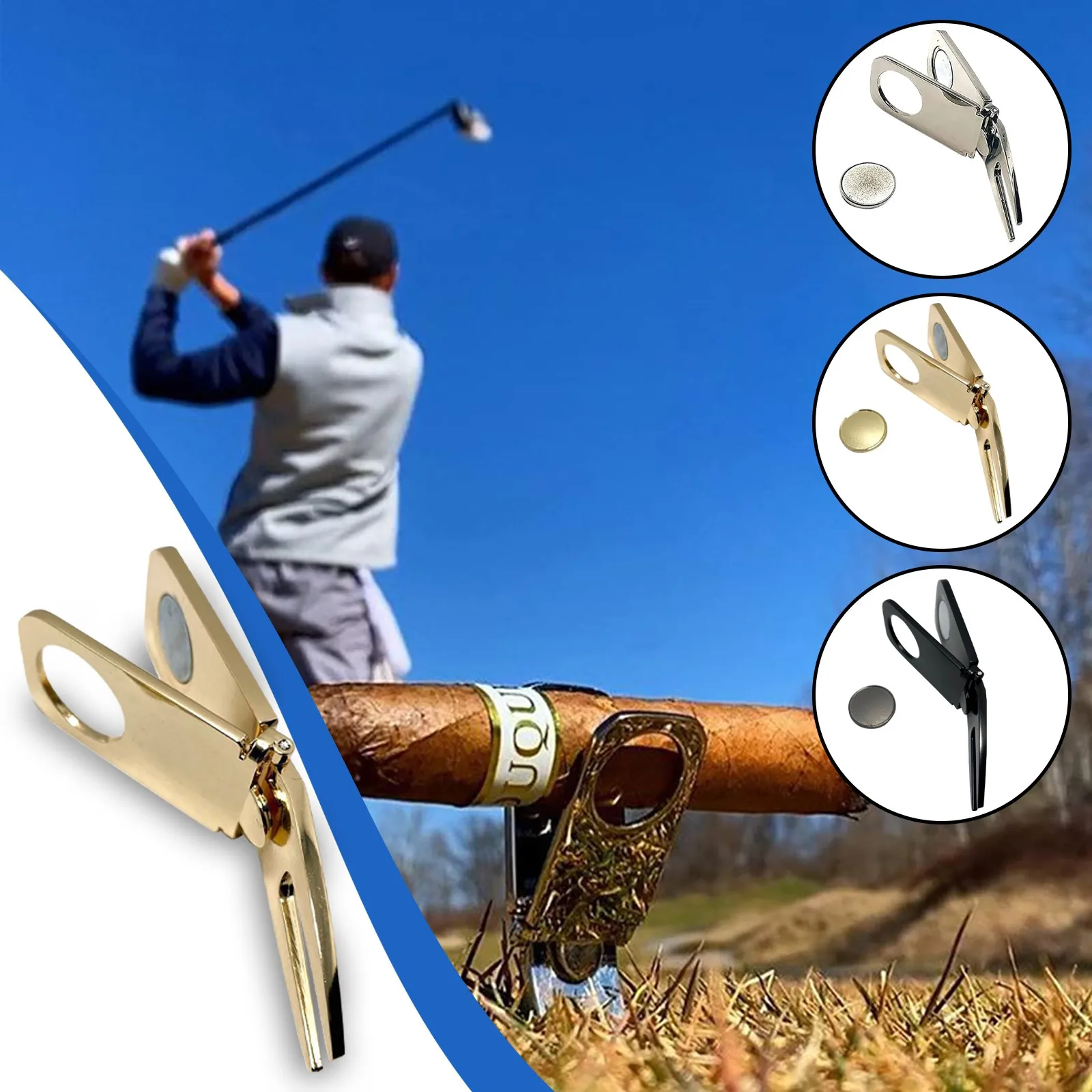 

Metal Golf Accessories Golf Split Point Tool Golf Stand Spikes Golf Cigar Holder Spiker