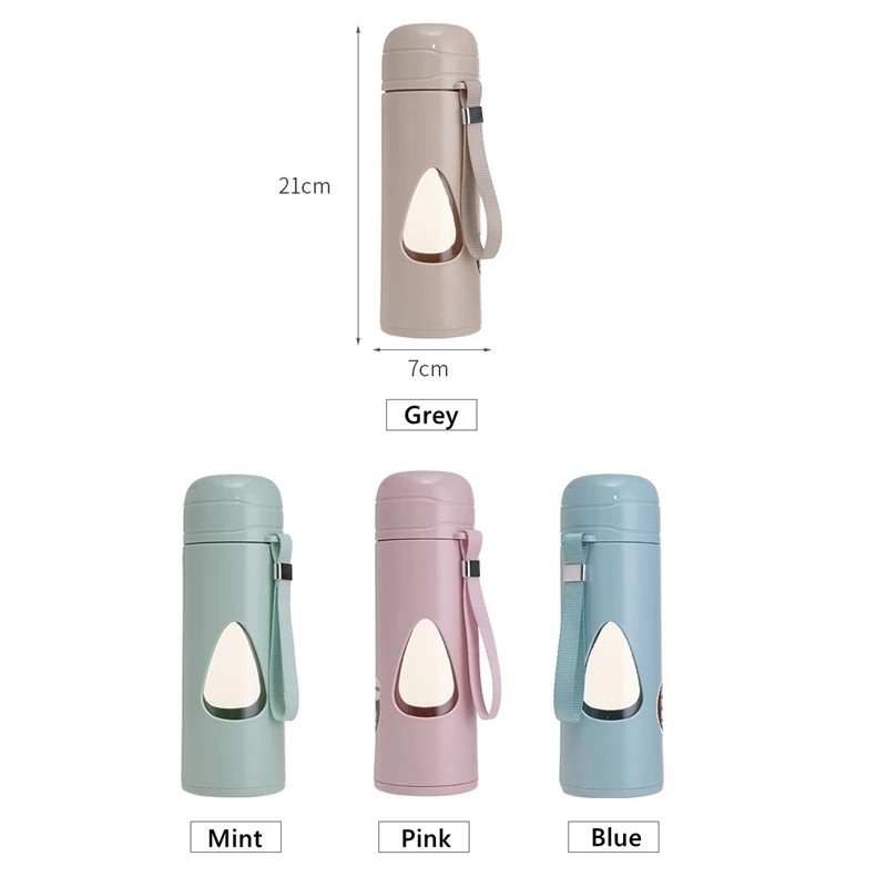 

4 Colors 480ml Double Anti-scalding Glass Water Cup Sports Cup For Child Leak Proof Eco-friendly Outdoor Water Bottle