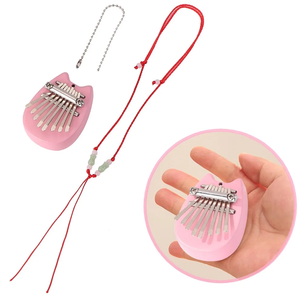 

Mini 8-Key Kalimba Thumb Piano High Quality Pine Wood Body Musical Instruments With Necklace Rope Kalimba Piano Christmas Gift