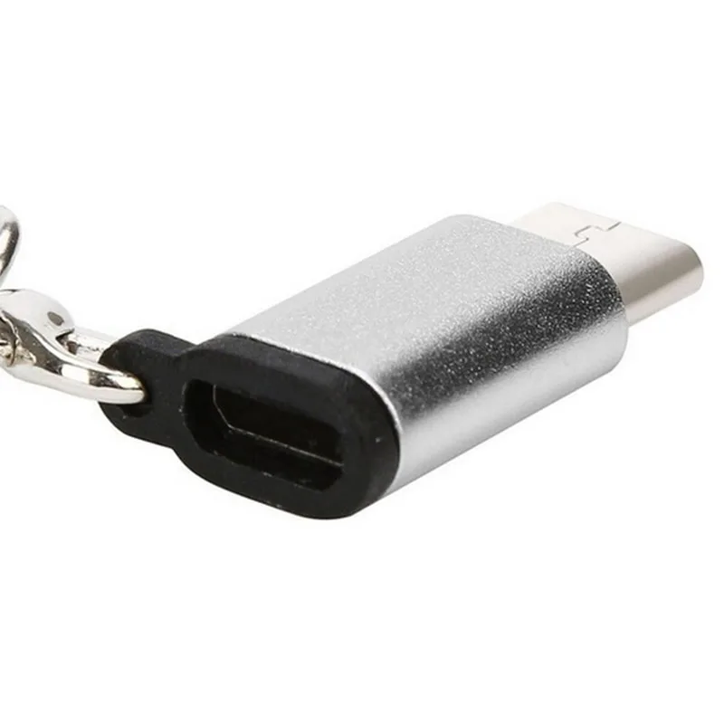 gray 1 шт. USB-C к Micro USB адаптер анти-потеря брелок usb тип-c к Micro USB конвертер разъем для IPhone для samsung для huawei - Цвет: gray