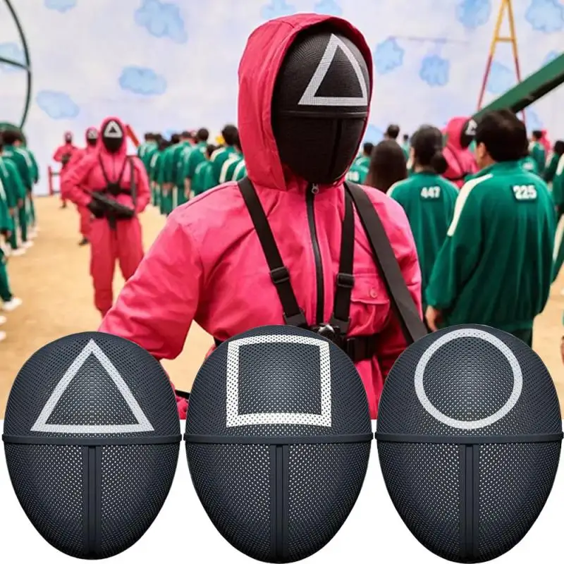

Korean TV Play Squid Game Mask Li Zhengjae The Same Style Halloween Cosplay Face Masks Round Six Headgear Party Role Play Props