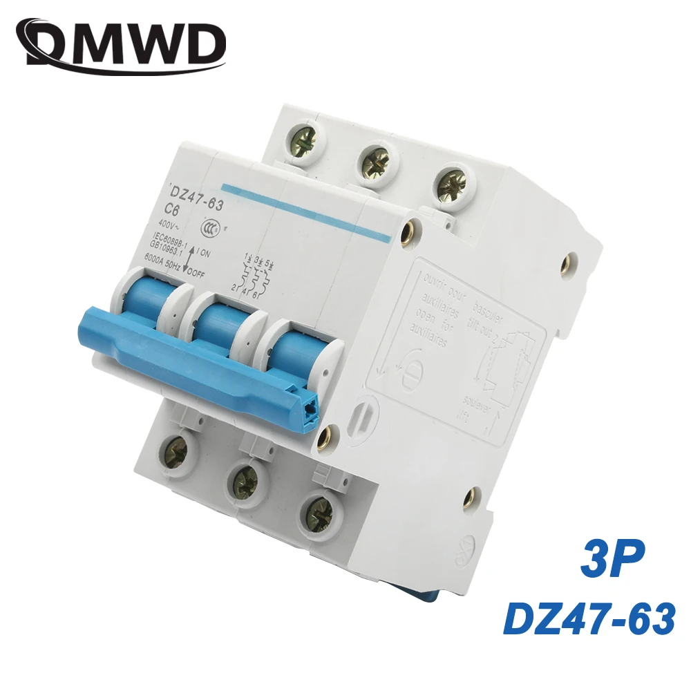 DZ47-63 6A 10A 16A 20A 25A 3P AC 230 В или 400 В 32A 40A 50A 63A мини-выключатель MCB переключатель выключателя